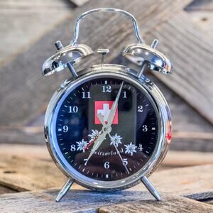Switzerland Twin Bell Analog Alarm Clock by Souvenirs of Switzerland, 6.5"H